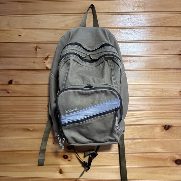 L.L. Bean Tanish/Greenish Color School Book Bag Backpack - Picture 1 of 6
